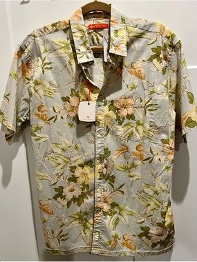 Tory Richard Short-Sleeve Floral Hawaiian Shirt - Light Blue/Green (Large)